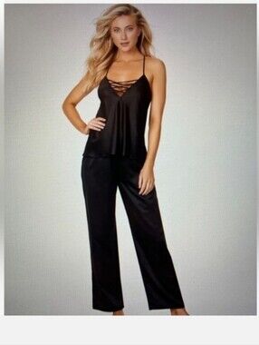 Frederick's of Hollywood Summer Satin Lattice Lacing Pajama Set